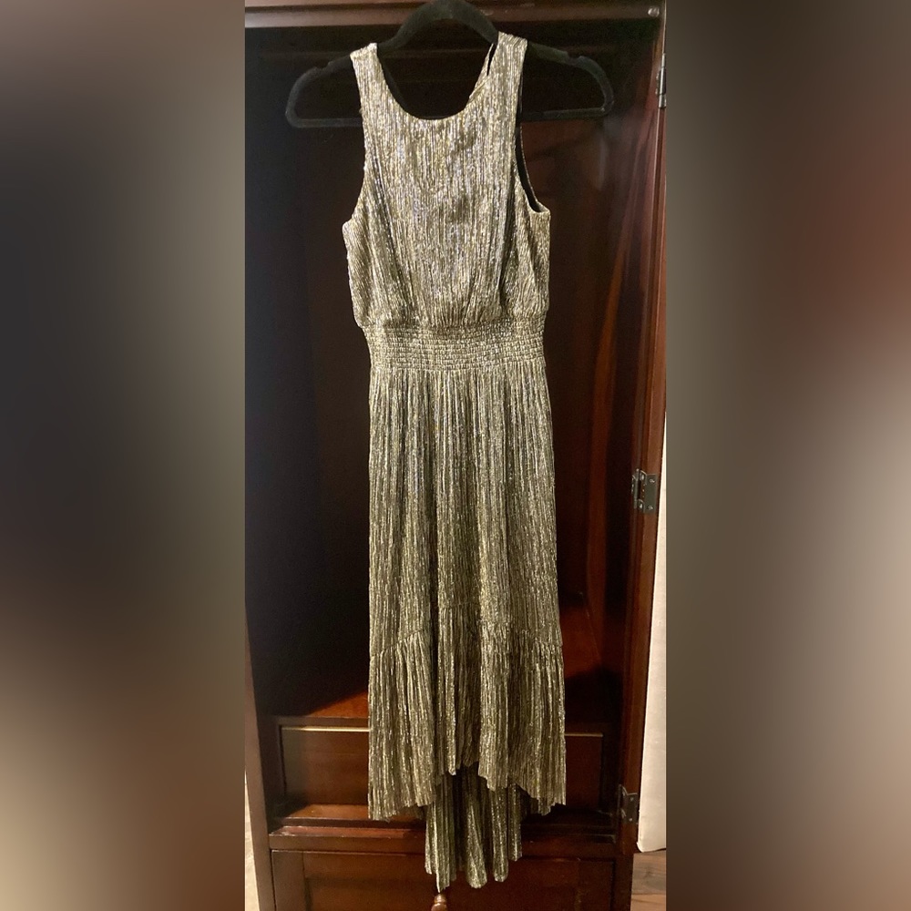 Banana Republic Gold & Black High-Low Dress